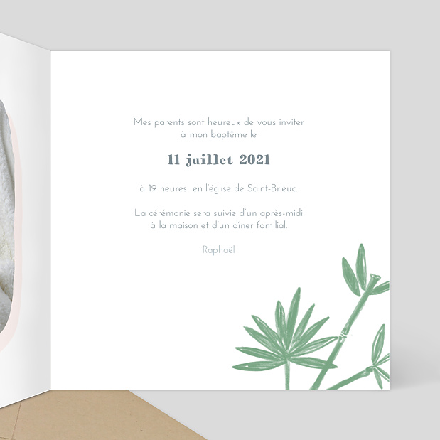 Faire-part de Baptême Koala Original Intérieur Droit