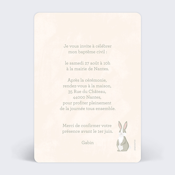 Faire-part baptême Découverte en Forêt Verso