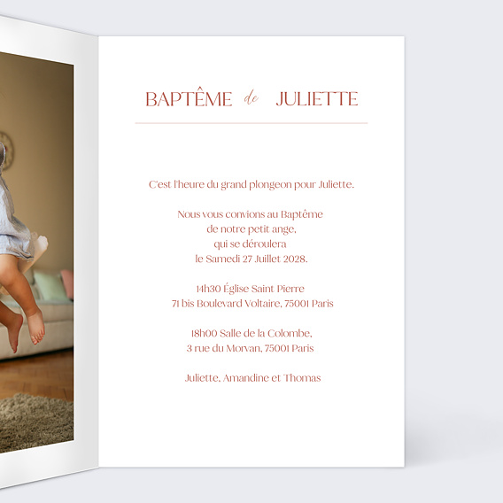 Faire-part baptême Arche Bohème Terracotta Intérieur Droit