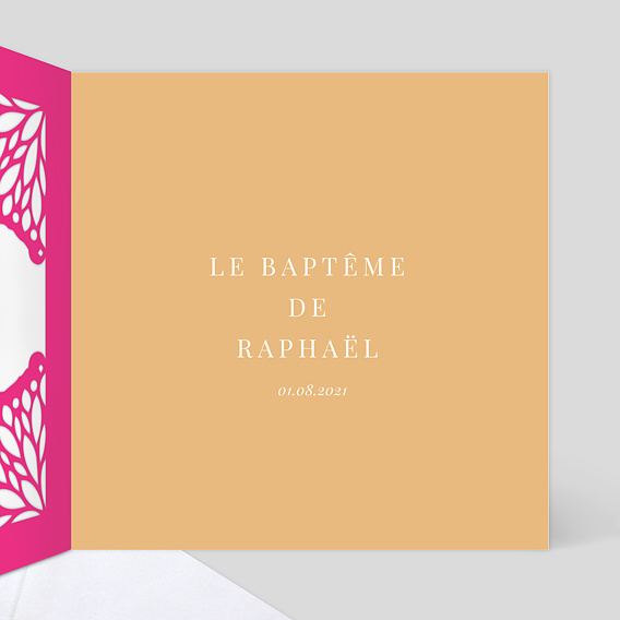 Faire-part baptême Découpe Mille et Une Nuits Intérieur Droit