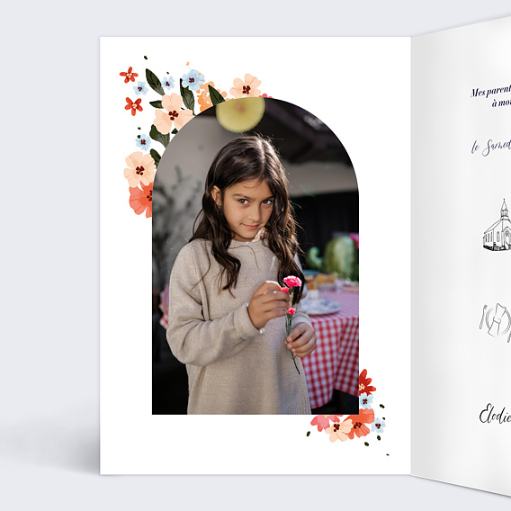 Faire-part baptême Arche Champêtre Intérieur Gauche