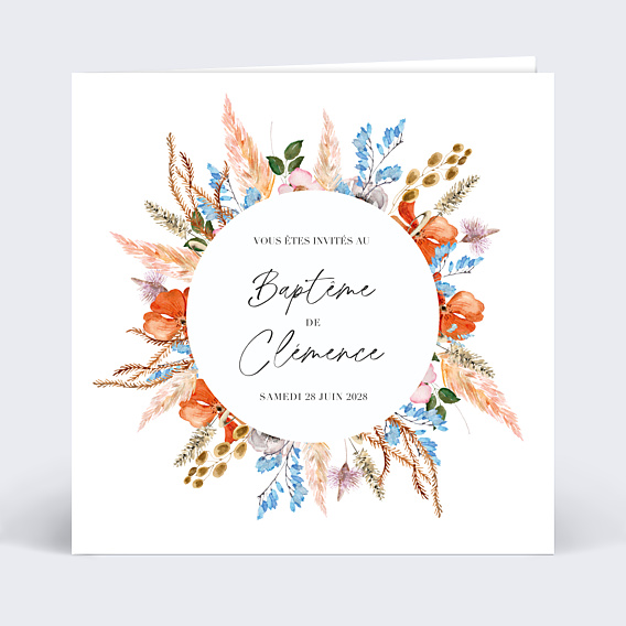 Faire-part baptême Éveil des Fleurs