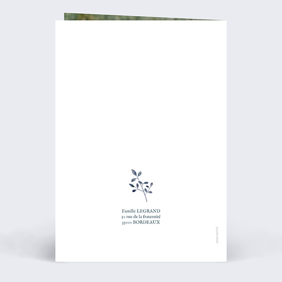 Faire-part baptême Hiver aquarelle Verso