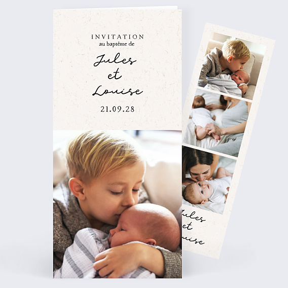 Faire-part baptême Douce Fratrie
