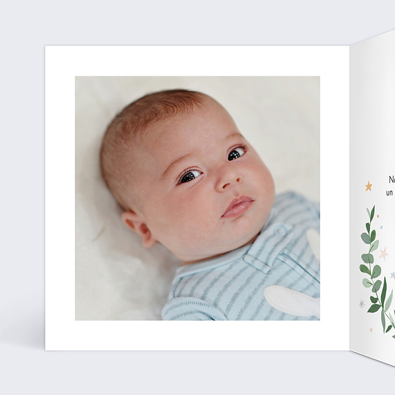 Faire-part baptême Licorne Couronne Intérieur Gauche