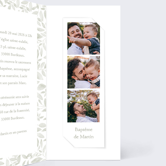 Faire-part baptême Jolis brins Intérieur Droit