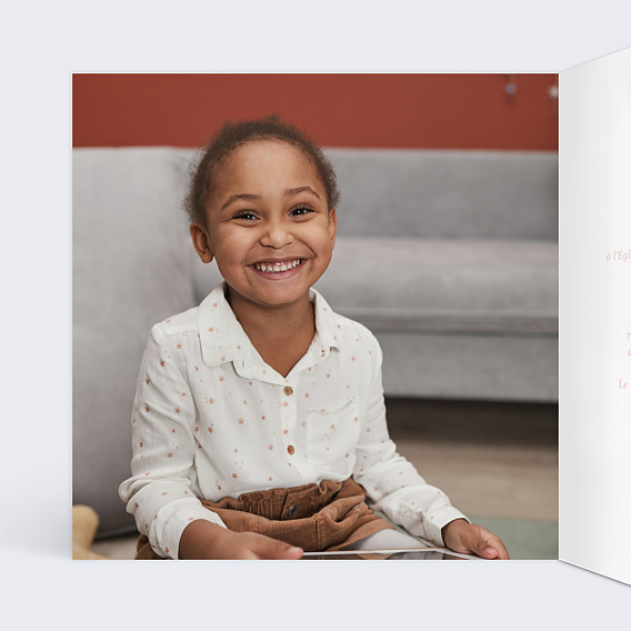 Faire-part baptême Liberty Léger Intérieur Gauche