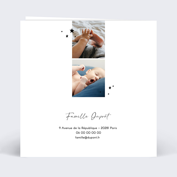 Faire-part baptême Jolies Étoiles Verso