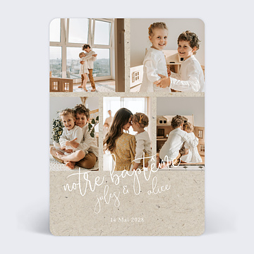 Faire-part Baptme Chin Typographique 