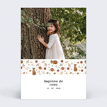 Faire-part Baptme Frise Renard