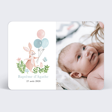 Faire-part Baptme Petit Lapin