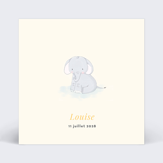 Faire-part baptême Baby Eléphant