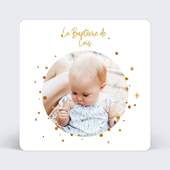 Faire-part baptême Golden Dots