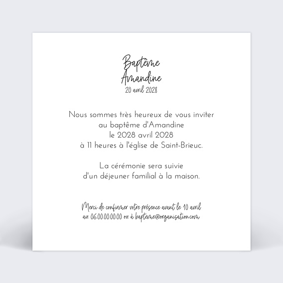 Faire-part Baptême Jolies Lettres