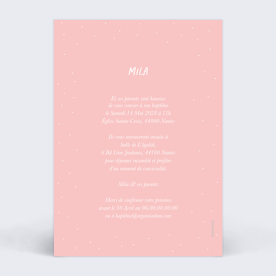 Faire-part baptême Ma Couronne Verso