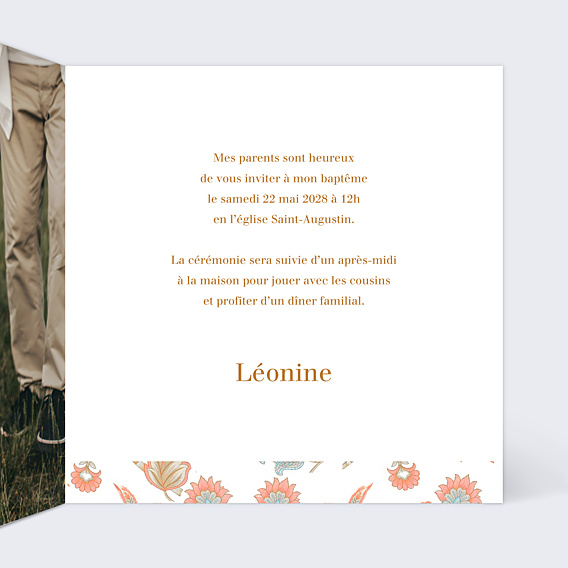 Faire-part Baptême Liberty Bohème