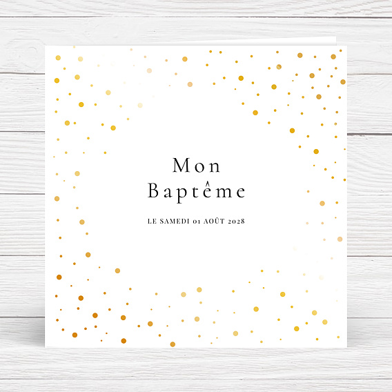 Faire-part baptême Dorure Pois Graphiques Recto