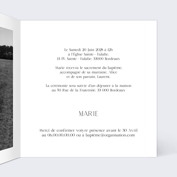 Faire-part baptême Couronne chic simple Intérieur Droit