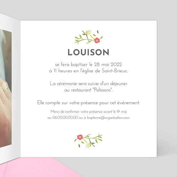 Faire-part baptême Faire-part baptême Nappe liberty Intérieur Droit
