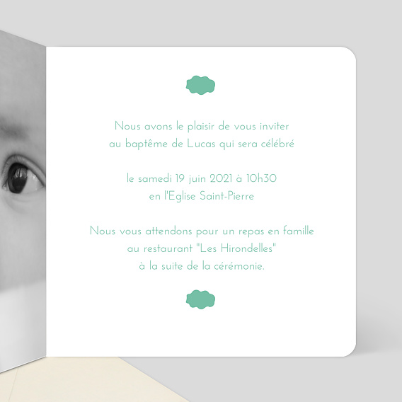 Faire-part baptême Tout doux Intérieur Droit