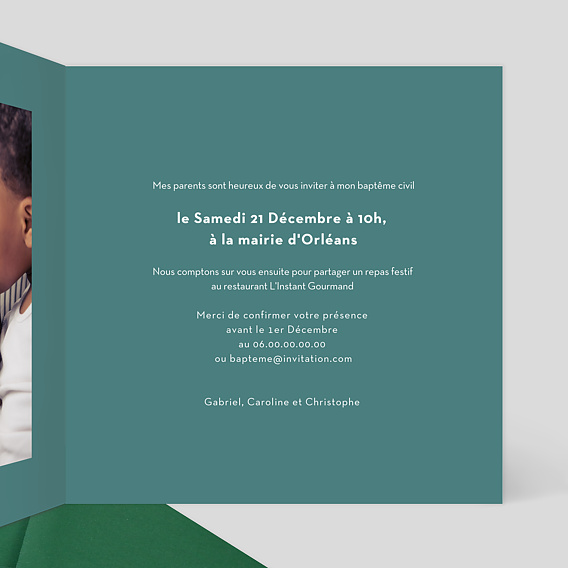 Faire-part baptême Summer Garden Intérieur Droit