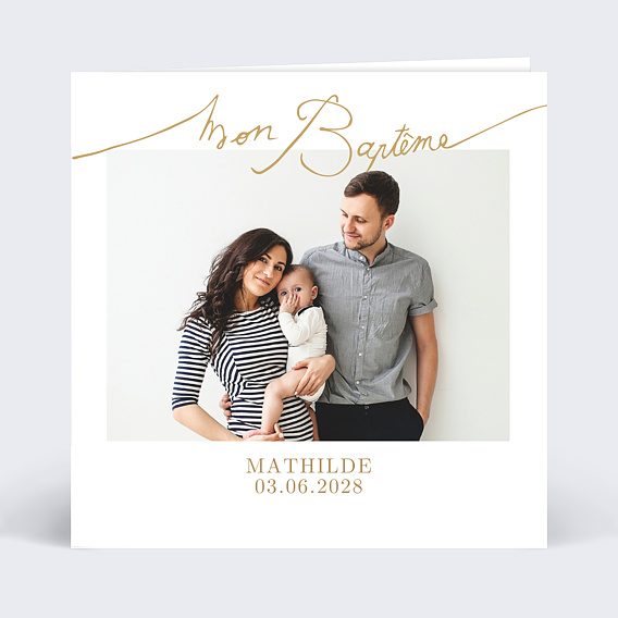 Faire-part baptême Lettres Manuscrites Recto