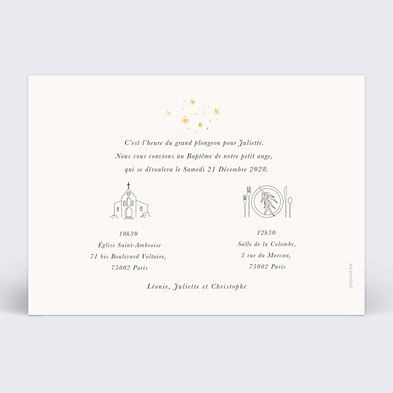 Faire-part Baptême Ange Enfant