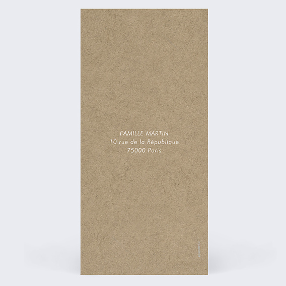 Faire-part baptême Nature kraft cadre Verso