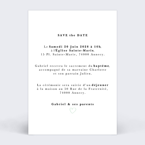 Faire-part Baptême Date Spéciale
