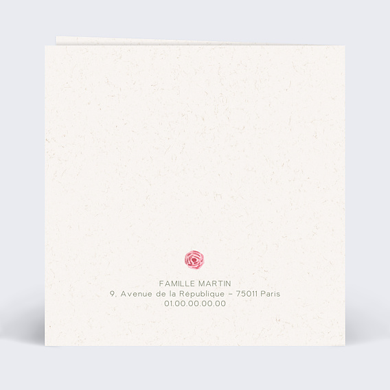 Faire-part baptême Croix Fleurie II Verso