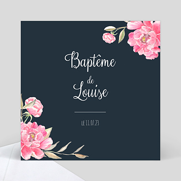 Faire-part Baptême Dark Peony