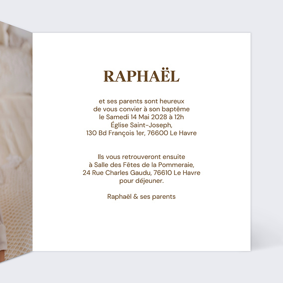 Faire-part baptême Le groupe d’animaux Intérieur Droit