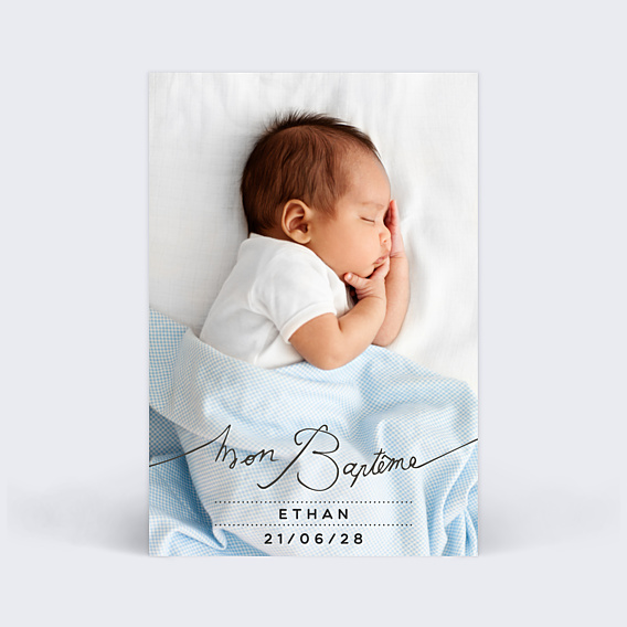 Faire-part Baptême Lettres Chic