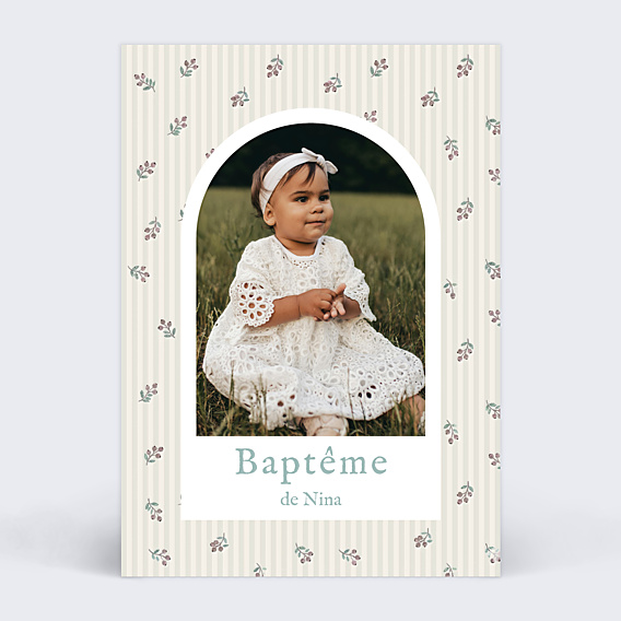 Faire-part Baptême Florale minimale