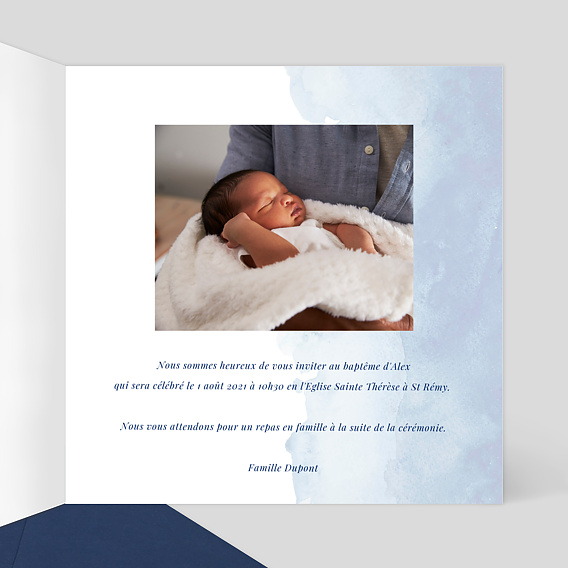 Faire-part baptême Découpe Ecume Intérieur Droit