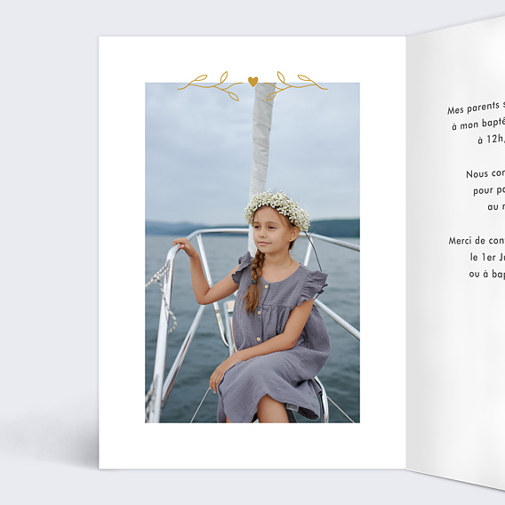 Faire-part baptême Château Rose Intérieur Gauche