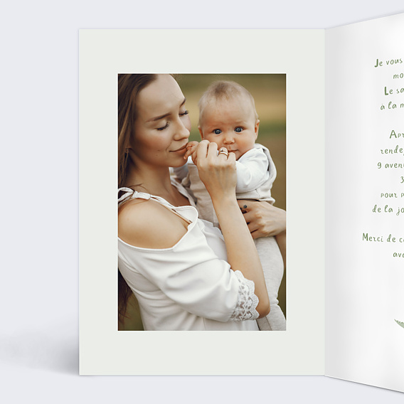 Faire-part baptême Dinosaure Intérieur Gauche