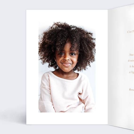 Faire-part baptême Lettrine Colombe Intérieur Gauche