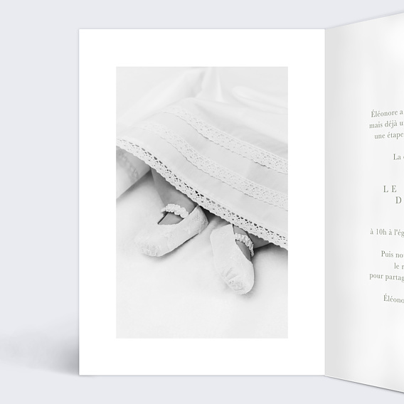 Faire-part baptême Photomaton Amande Intérieur Gauche