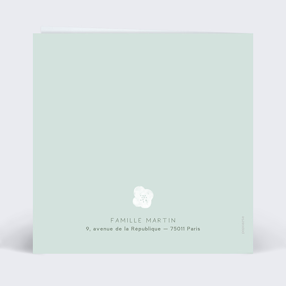 Faire-part baptême Colombe Champêtre Verso