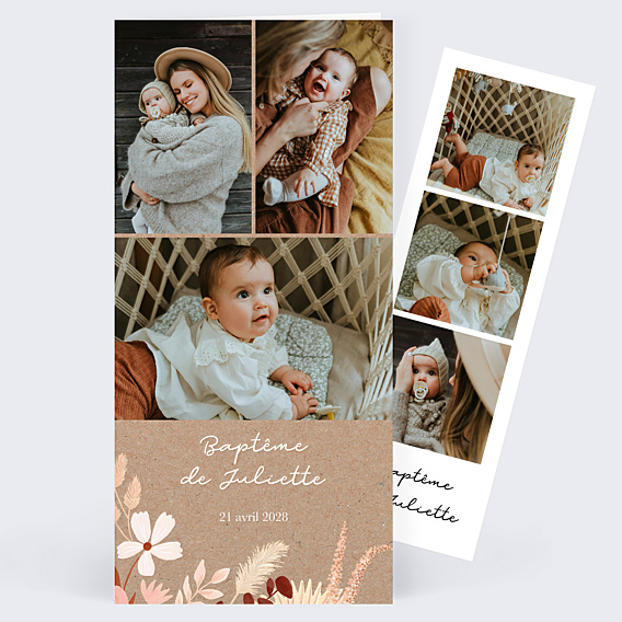 Faire-part Baptême Printemps Bohème