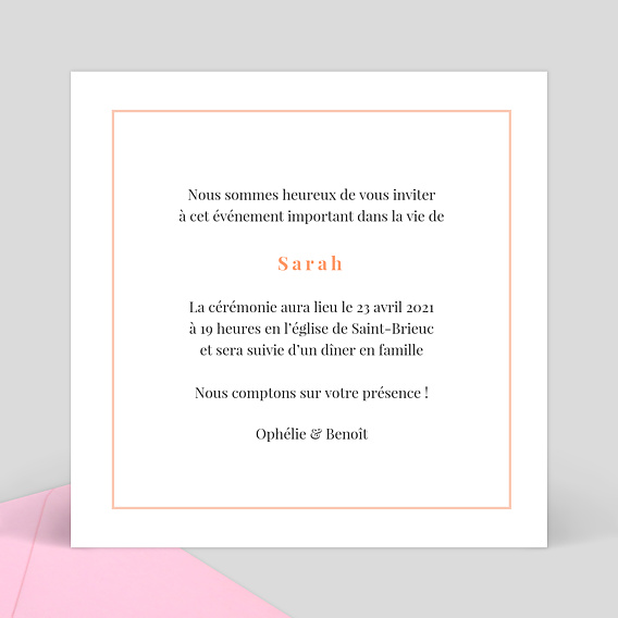 Faire-part baptême Joli Filet Verso