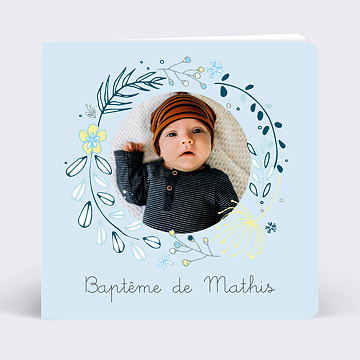 Faire-part de Baptême Virtuel Faire-part baptême Couronne de fleurs