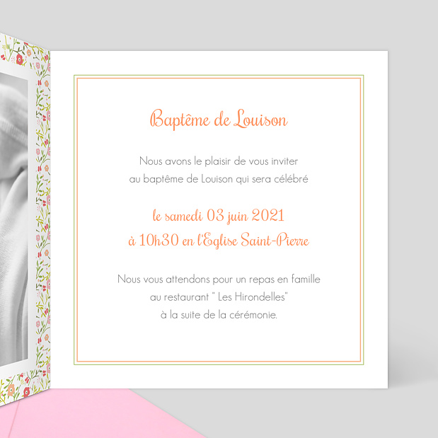 Faire-part de baptême liberty Intérieur Droit