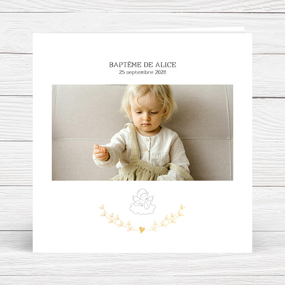 Faire-part Baptême Dorure Ange