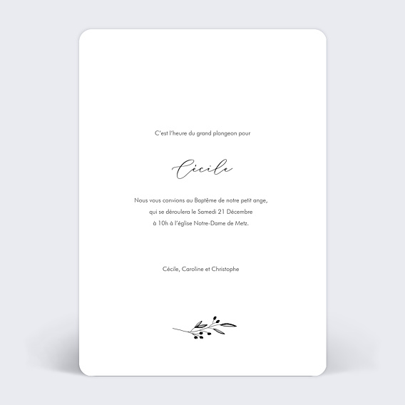 Faire-part baptême Multi Photos Verso