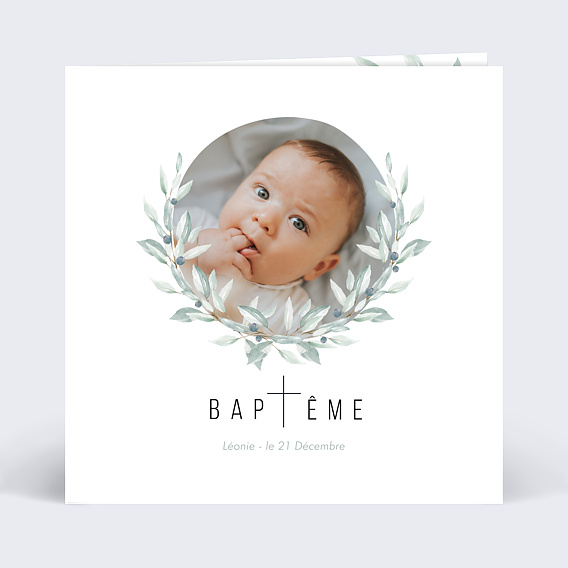 Faire-part baptême Petite Croix Recto