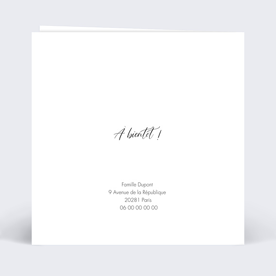 Faire-part baptême Double baptême minimaliste Verso