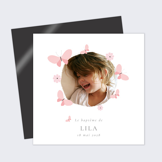 Faire-part baptême Papillon Féerique