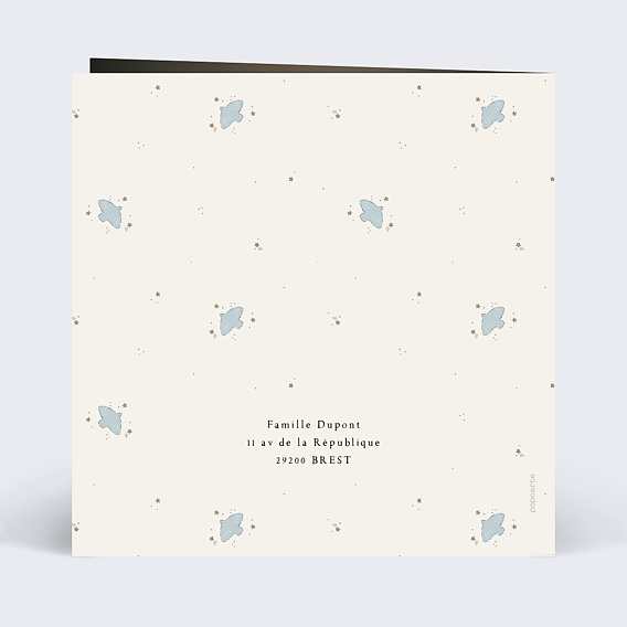 Faire-part baptême Motif Colombes Verso